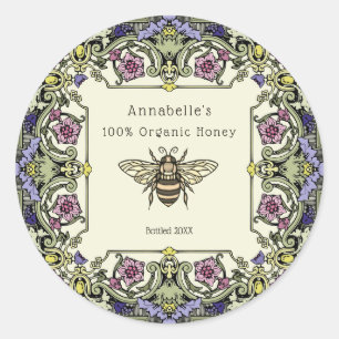 Sticker Rond Floral Victorian Honey Label Personalize