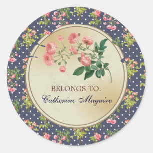 Sticker Rond Floral victorien vintage do-it-yourself Tag Golden