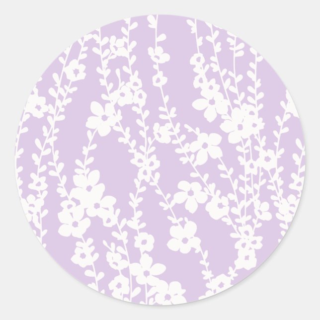 Sticker Rond Floral Vines (Lavender) (Devant)