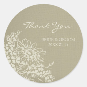 Sticker Rond Floral Vintage Merci Mariage Favoriser Tags