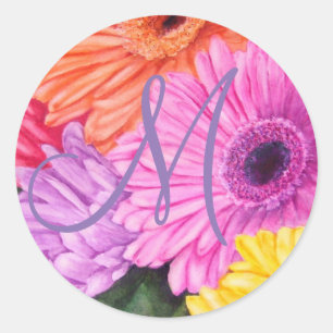 STICKER ROND FLORALE DE GERBERA LUMINEUSE