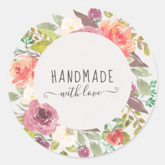 Sticker Rond florale estivale vibrante fait main avec amour