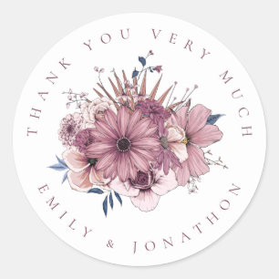 Sticker Rond Florales pourpres Les jeunes mariés nomment le Mar