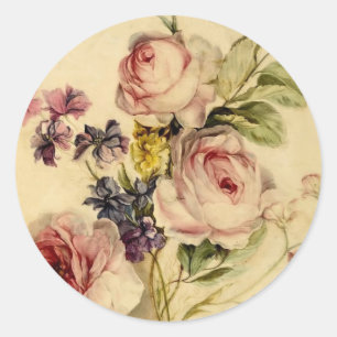Sticker Rond Florales vintages du XVIIIe siècle