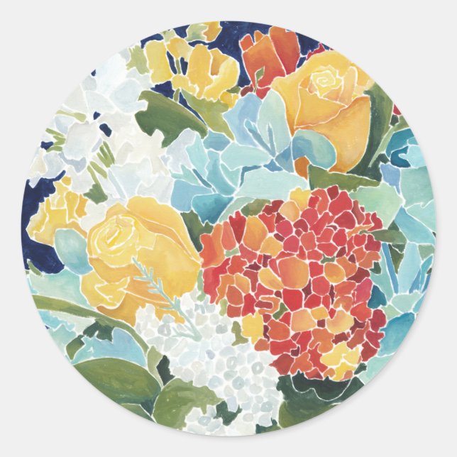 Sticker Rond Florals II de minuit (Devant)