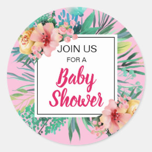 STICKER ROND FLORAUX LUMINEUX & ROSE VERTE