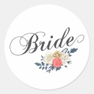 Sticker Rond Flore de mariée simple et élégante Sceau à colle