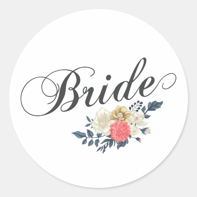 Sticker Rond Flore de mariée simple et élégante | Sceau à colle (Devant)