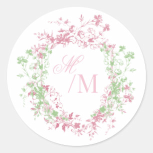 Sticker Rond Flore délicate de la crête de mariage française