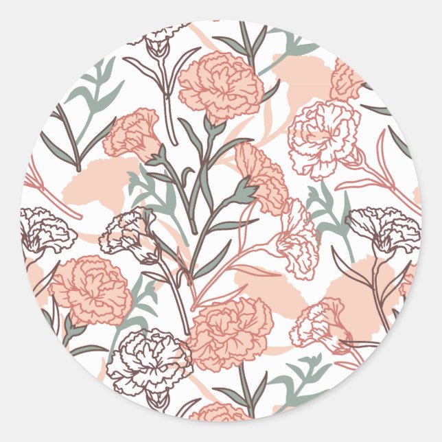 Sticker Rond Flore inspirée par la nature : Motif de fleurs de  (Devant)
