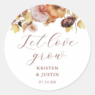 Sticker Rond Flore Rustique Automne laisser l'amour croître sem