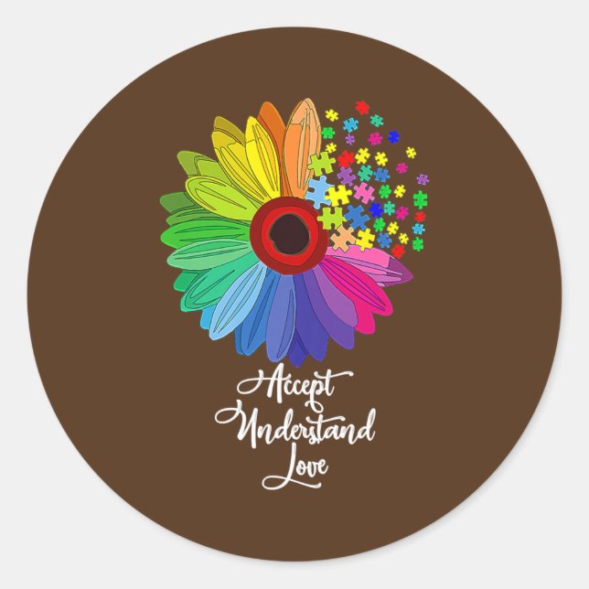 Sticker Rond Flore Sensibilisation sur l'autisme Fleur Faisée P (Devant)