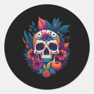 Sticker Rond Flore Sugar Tulip Rose Halloween Cot