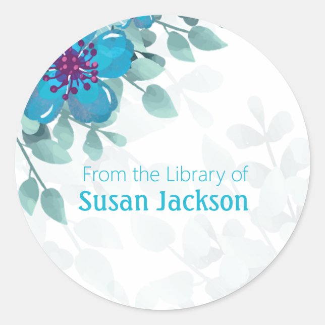 Sticker Rond Flore Turquoise personnalisée (Devant)