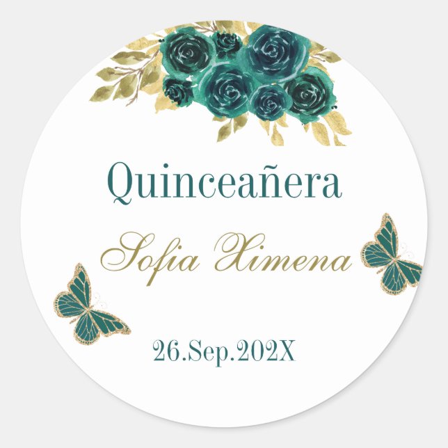 Sticker Rond Flore verdoyante Quinceañera (Devant)