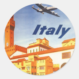 Sticker Rond Florence Italie Ponte Vecchio Vintage voyage du po