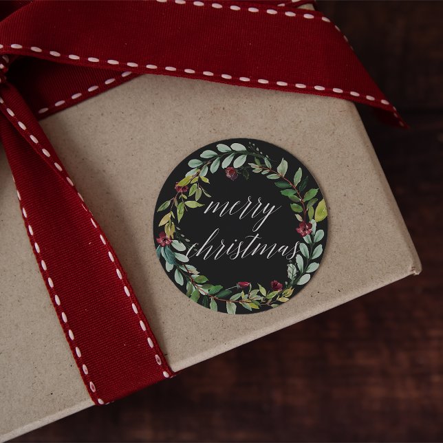 Sticker Rond Flores hivernales | Joyeux Noël (Créateur téléchargé)