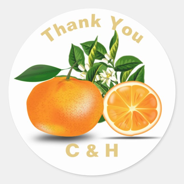 Sticker Rond Florida Oranges & Blossom Personnalisé (Devant)