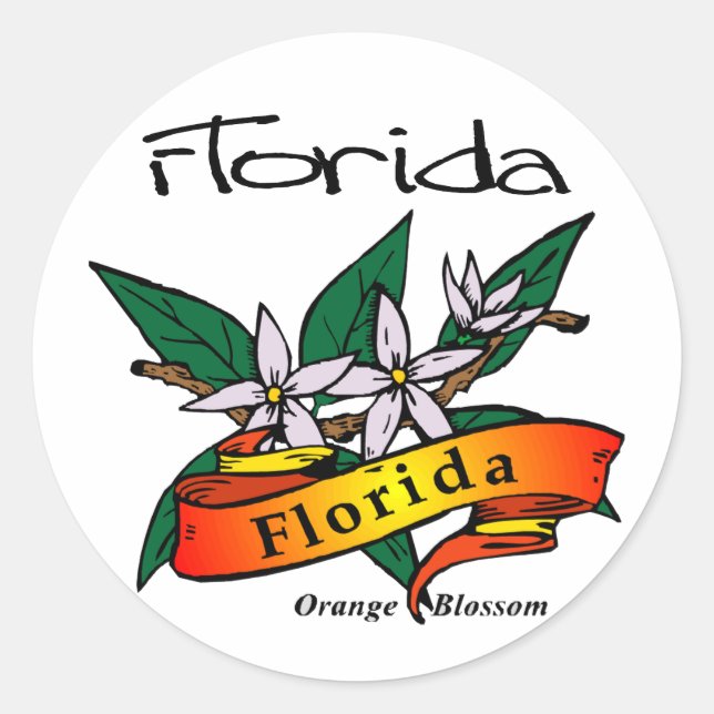 Sticker Rond Florida State Flower Orange Blossom (Devant)