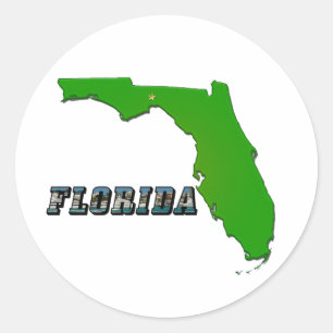 Sticker Rond Florida State Map and Text
