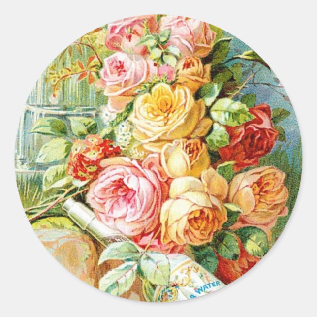 Sticker Rond Floride Eau de parfum avec Roses de chou (Devant)