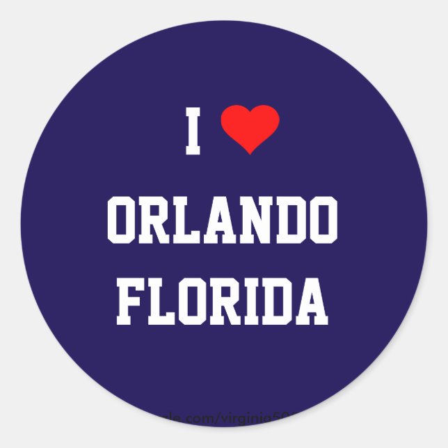 Sticker Rond FLORIDE : I Love Orlando, Floride (Devant)