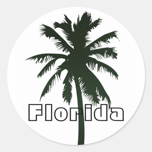 Sticker Rond Floride, Palmier noir (Devant)