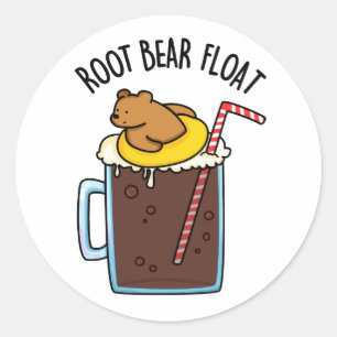 Sticker Rond Flotte de l'ours racine Funny Root Beer Pun