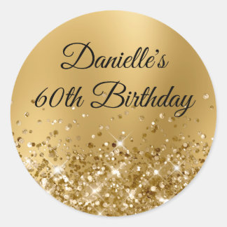 Sticker Rond Flou Doré Pailleté 60e Anniversaire
