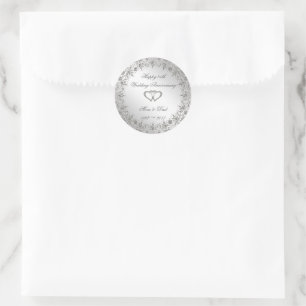 Sticker Rond Flourish Silver 25e anniversaire Mariage