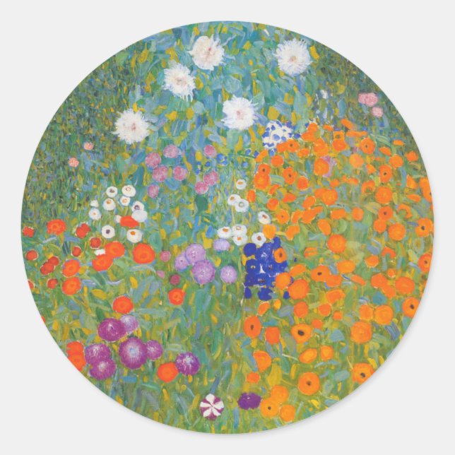 Sticker Rond Flower Garden by Gustav Klimt (Devant)