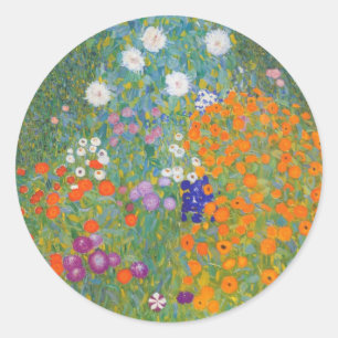 Sticker Rond Flower Garden by Gustav Klimt