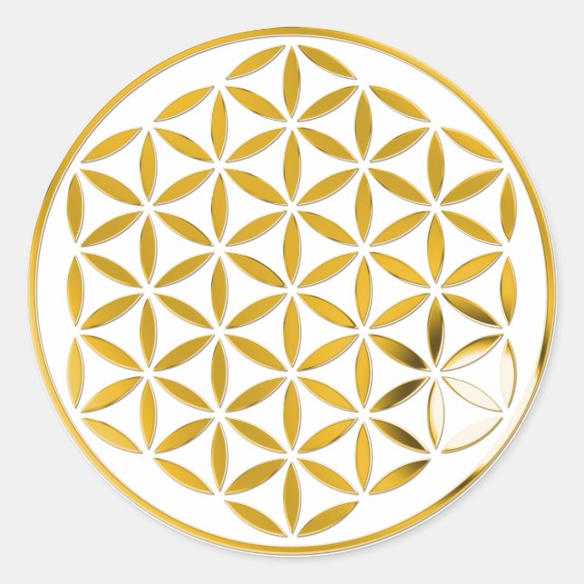 Sticker Rond Flower Of Life 1 - Timbre Or (Devant)