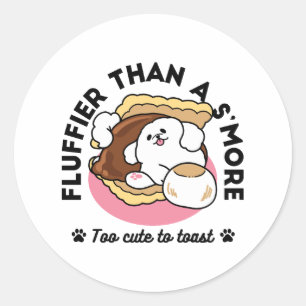 Sticker Rond Fluffier Tha’more - Chien mignon et Pun de dessert