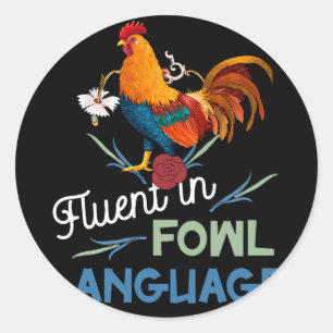 Sticker Rond Fluide En Fowl Langue Amusante Nouveauté Crazy Chi