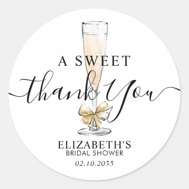 Sticker Rond Flûte à Bubbly de Brunch Doux Merci Cadeau de Mari (Devant)