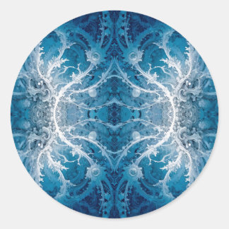 Sticker Rond Flux cosmique sacré - Symétrie argent bleu