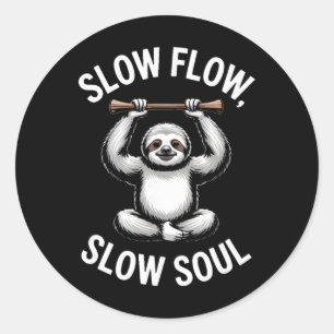 Sticker Rond Flux Lent Âme Lente Yoga Méditation Paresseux _2
