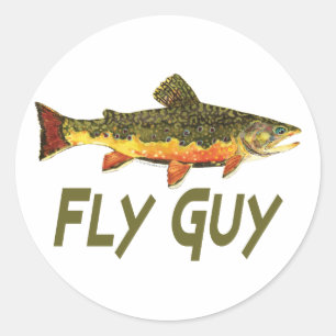 Sticker Rond Fly Fisherman