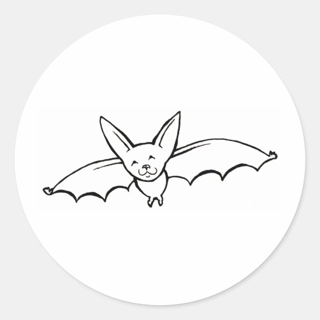Sticker Rond Flying Bat - amusant dessin original d'encre (Devant)