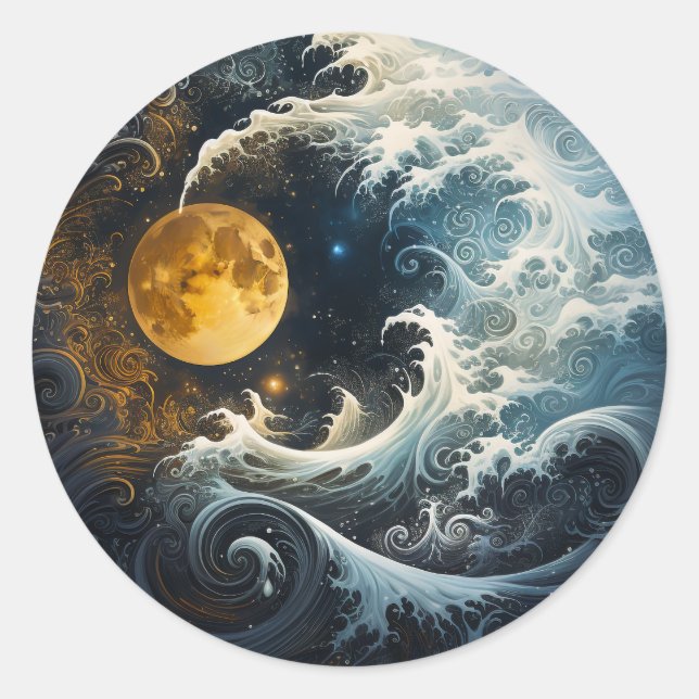 Sticker Rond Flying Moon Yin Yang Martial Arts (Devant)