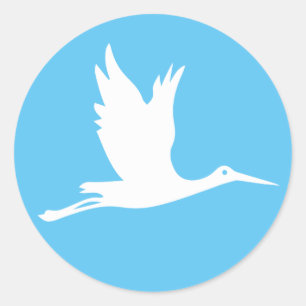 Sticker Rond Flying white stork