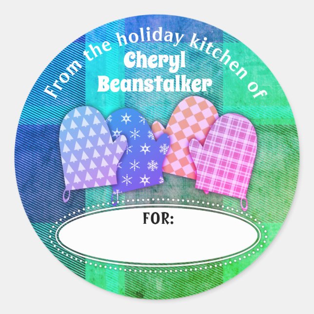 Sticker Rond Fmitts de four Noël de la cuisine de l'autocollant (Devant)