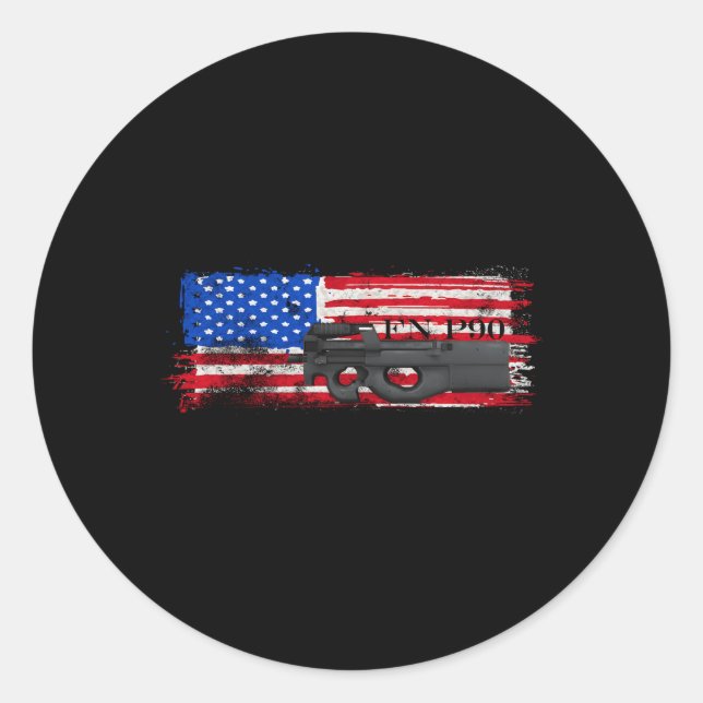 Sticker Rond Fn P90 Machine à sous-pistons d'arme de défense pe (Devant)