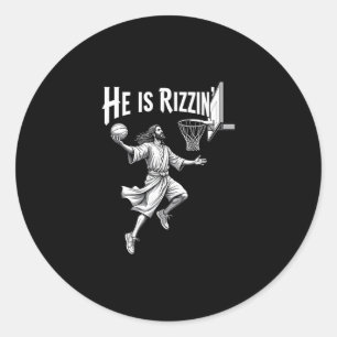 Sticker Rond Foi chrétienne Il est Jésus Sketll Hoop Rizzin