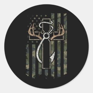 Sticker Rond Foi de la chasse - Christian Hunter pêcheur