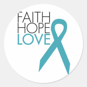 Sticker Rond Foi, Espoir, Amour - Cancer de l'ovaire
