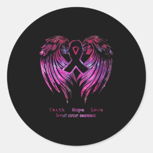 Sticker Rond Foi rose Espérance Amour Ailes Cancer du sein Sens