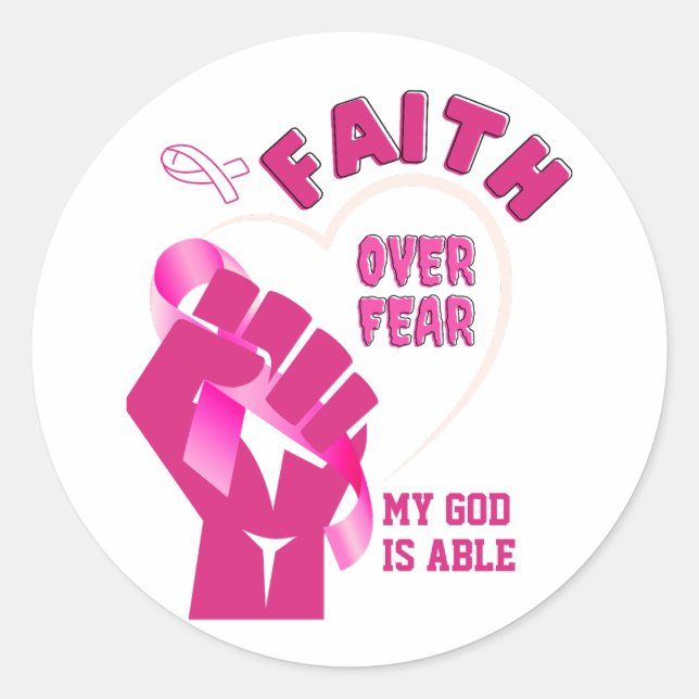 Sticker Rond FOI SUR LA PEUR Sensibilisation au cancer du sein (Devant)