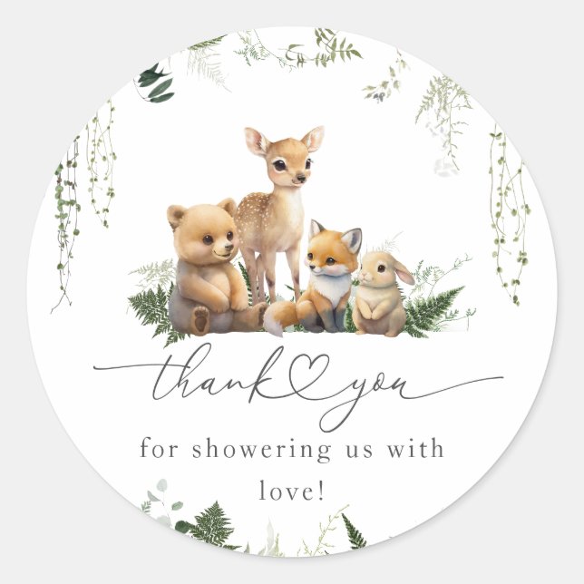 Sticker Rond Foie de Baby shower neutre pour les animaux des bo (Devant)